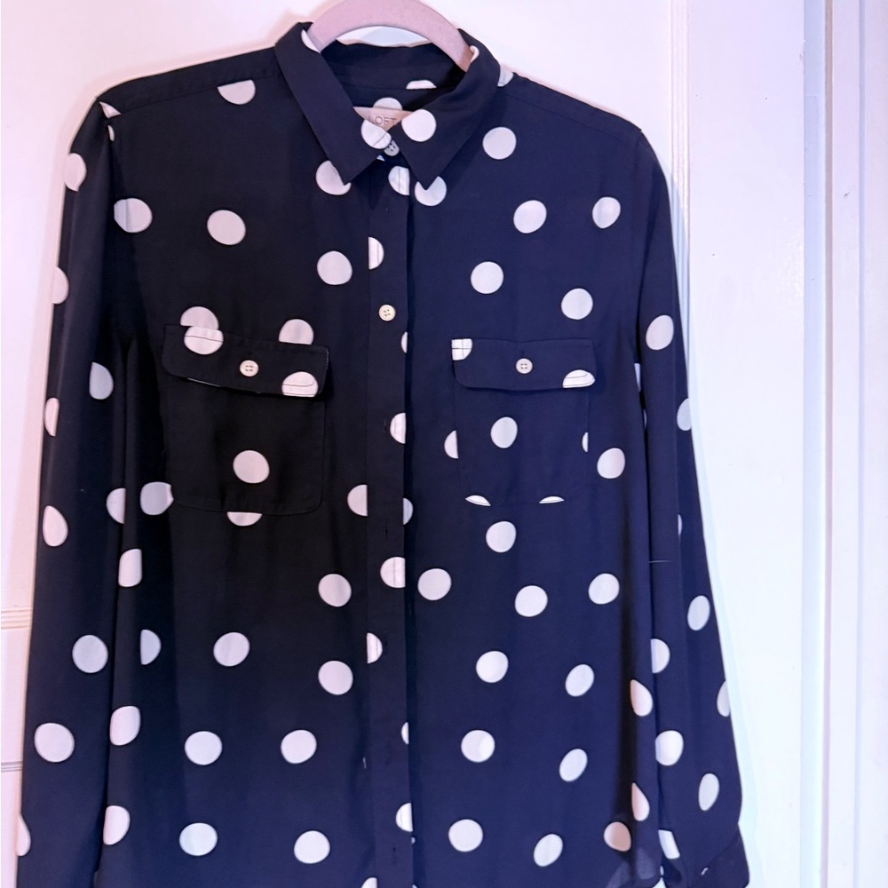 Chic Polka Dot Blouse : LOFT : Navy
